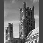 monochrome photo of Ely Cathedral West Tower