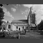 black and white photo of Bourn Church