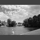 black and white photo of the River Great Ouse in St Neots