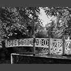 black and white photo of the Holt Island footbridge St Ives