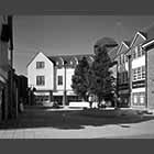 black and white photo of St Benedicts Court Huntingdon
