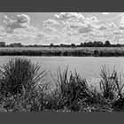 black and white photo of the River Great Ouse at Huntingdon