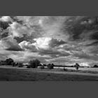 black and white photo of Evening sky near Gransden Lodge Airfield