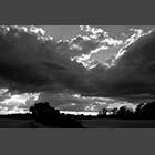 black and white photo of Evening sky near Gransden Lodge Airfield