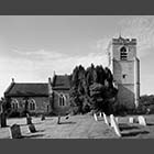 black and white photo of St Andrew's Church Caxton