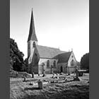 black and white photo of St James' Church Waresley