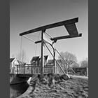black and white photo of Eynesbury Manor Lifting Bridge