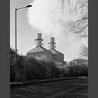 black and white photo of Little Barford Power Station St Neots
