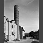 black and white photo of the chimney of the old steam flour mill in St Neots